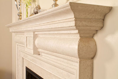 View a collection of cast concrete fireplace surrounds, hearths, and mantels